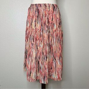 Sunny Leigh Boho Colorful Pleated Midi Skirt, Sz Small